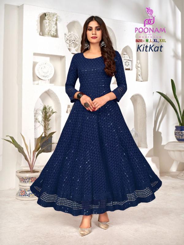 Poonam Kitkat Rayon Fancy Wear Anarkali Kurti Collection